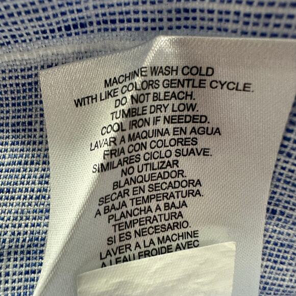 Ellen Tracy 100% Linen Top Womens Large Blue White Coastal Nautical Stripe - Picture 8 of 8